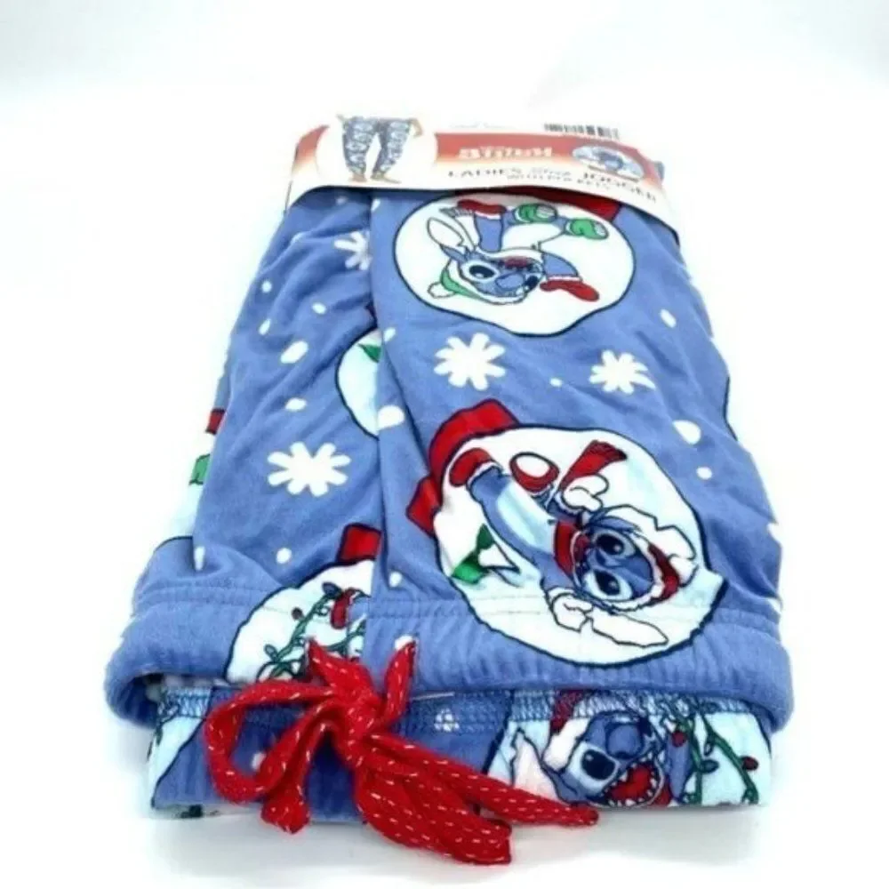 Disney Lilo and Stitch Christmas Holiday Jogger Pajama Pants Women’s Size XL New - Picture 5 of 10